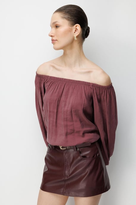 Off-Shoulder Getextureerde Blouse - Image 4