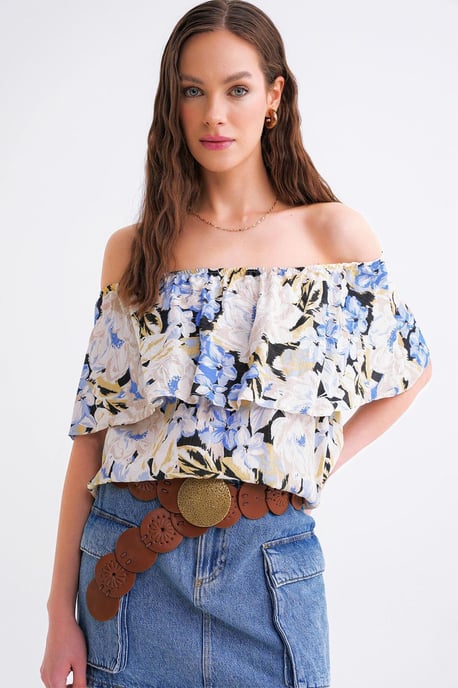 Bloemdruk Off-Shoulder Blouse - Image 1