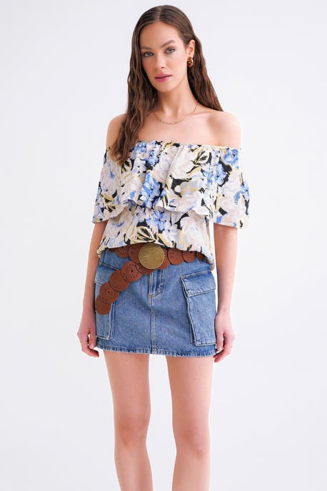 Bloemdruk Off-Shoulder Blouse - Image 2
