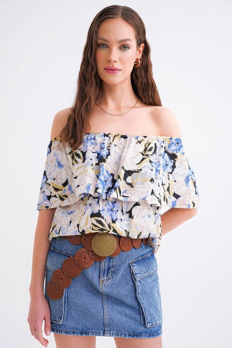Bloemdruk Off-Shoulder Blouse - Image 3