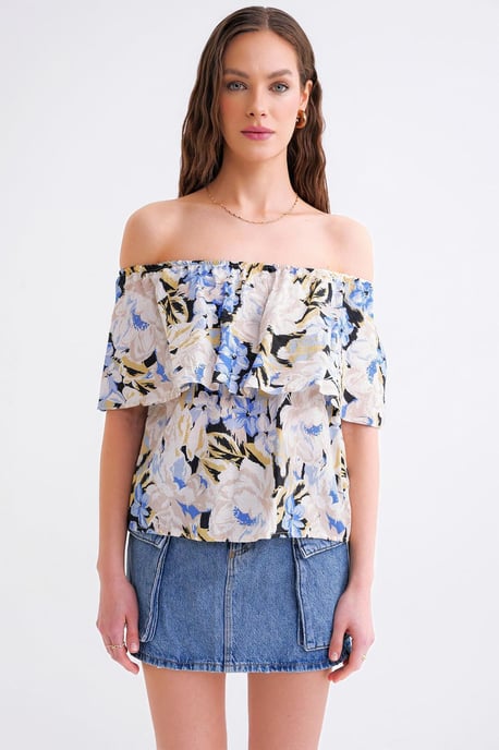 Bloemdruk Off-Shoulder Blouse - Image 5