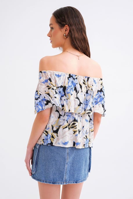 Bloemdruk Off-Shoulder Blouse - Image 6