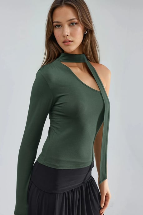 Enkel Mouw Blouse met Sjaal Detail - Image 2