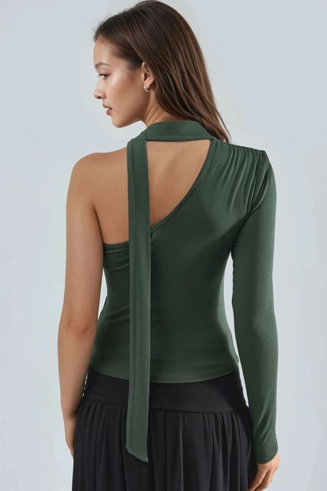 Enkel Mouw Blouse met Sjaal Detail - Image 3