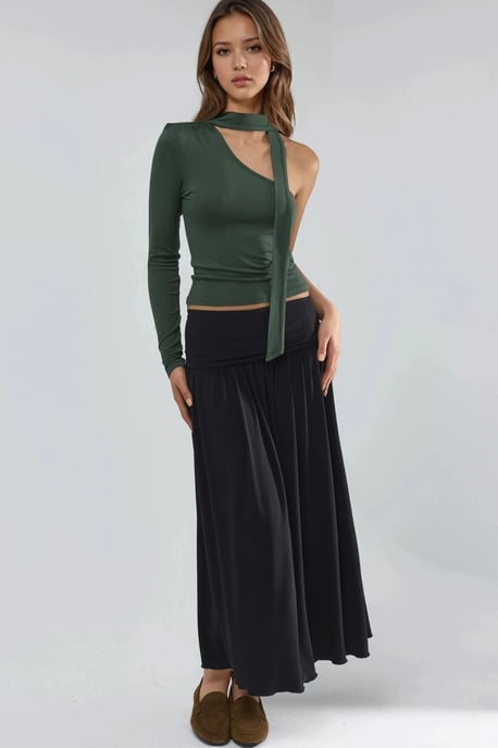 Enkel Mouw Blouse met Sjaal Detail - Image 5