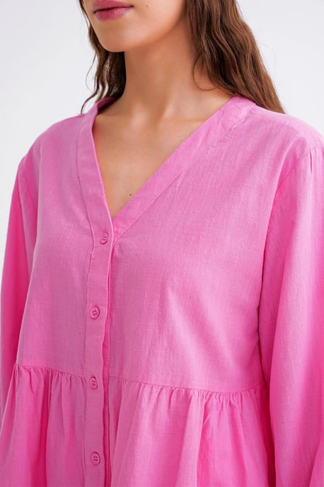 Long Sleeve Tiered V-Neck Blouse - Image 5
