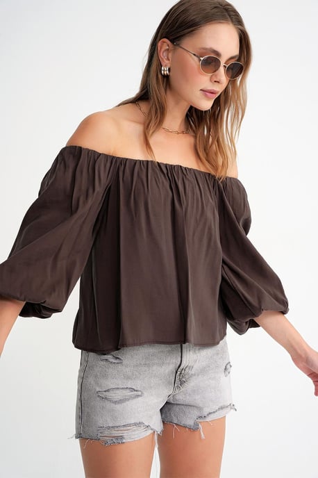 Modal Gemengde Blouse met Madonna Kraag en Rimpeldetail - Image 4