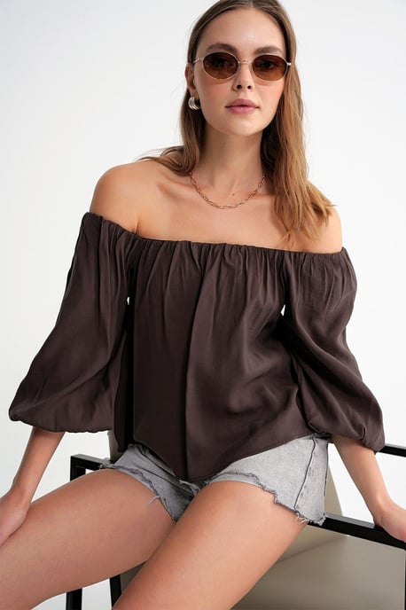 Modal Gemengde Blouse met Madonna Kraag en Rimpeldetail - Image 5