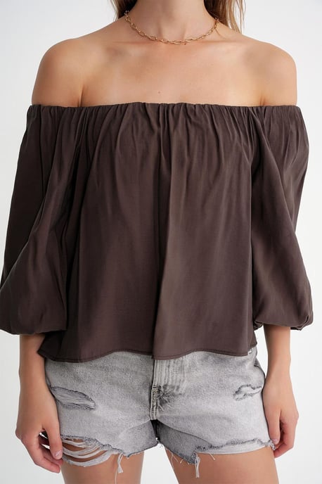 Modal Gemengde Blouse met Madonna Kraag en Rimpeldetail - Image 6
