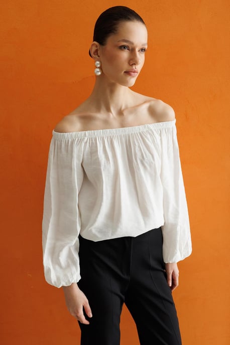 Schouderbevriadende Textuur Blouse - Image 2