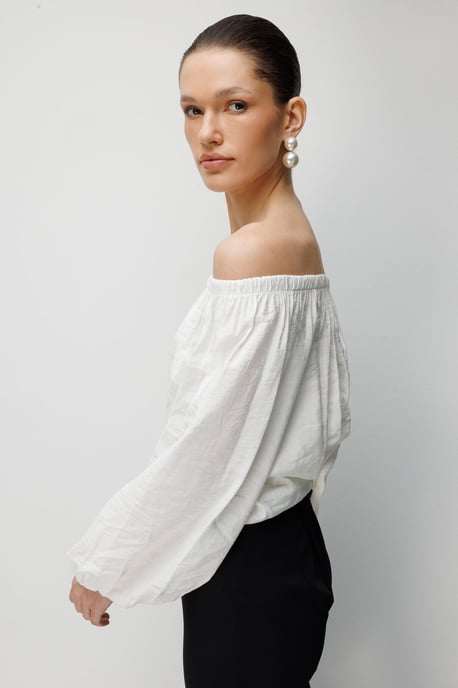 Schouderbevriadende Textuur Blouse - Image 5