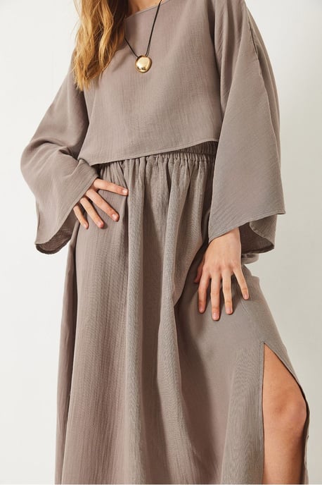 Getextureerde Crew Neck Blouse en Rok Set - Image 3