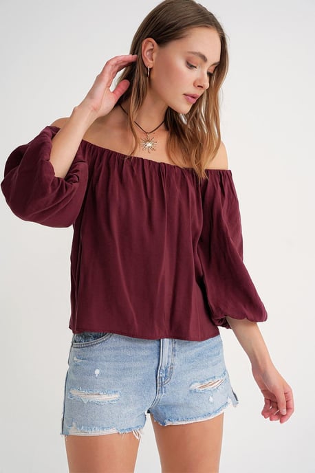 Modal Gemengde Blouse met Madonna-kraag en Rimpeldetails - Image 3