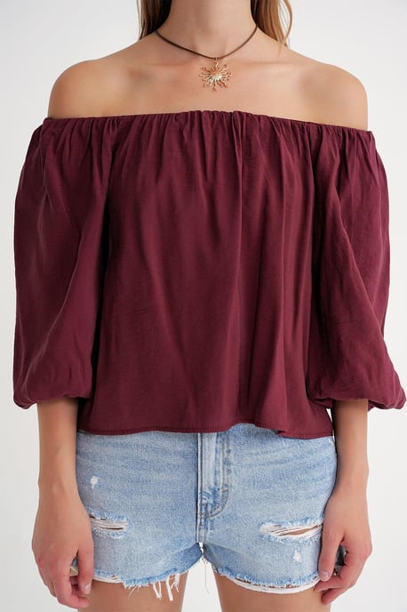 Modal Gemengde Blouse met Madonna-kraag en Rimpeldetails - Image 5