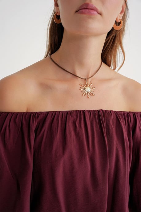 Modal Gemengde Blouse met Madonna-kraag en Rimpeldetails - Image 6