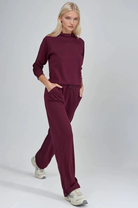 Modal Touch Half Turtleneck Blouse & Elastic Waist Pants - Image 3