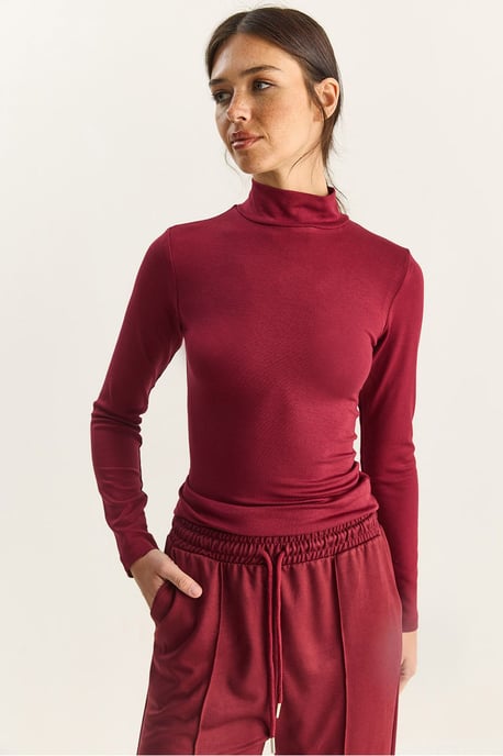 Slim Fit Långärmad Halvpolokrage Topp - Image 3