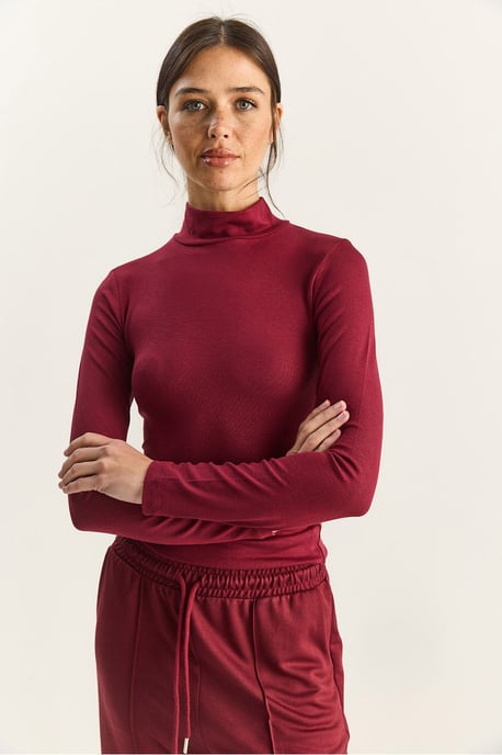 Slim Fit Långärmad Halvpolokrage Topp - Image 4