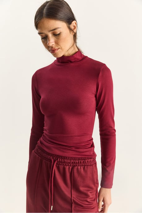 Slim Fit Långärmad Halvpolokrage Topp - Image 5