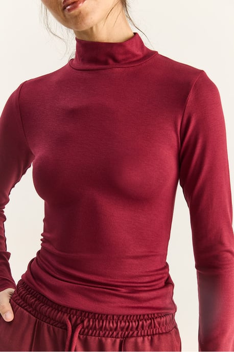Slim Fit Långärmad Halvpolokrage Topp - Image 6