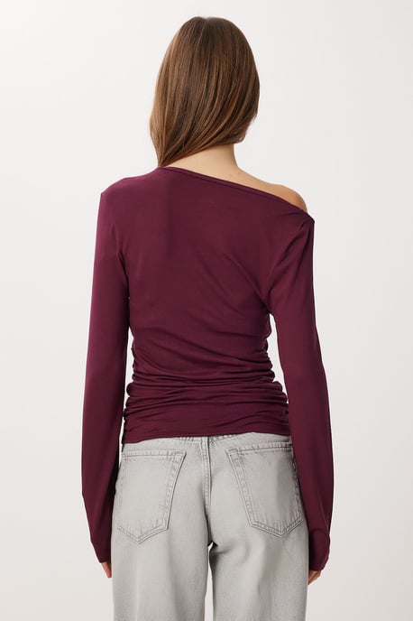 Asymmetrisk krage långärmad viskosblus - Image 4