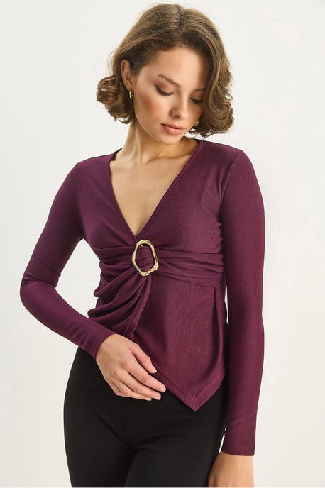 Dubbelgeknoopte Blouse met Accessoire-detail - Image 3