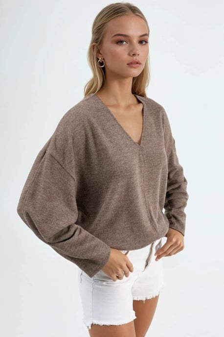 V-Neck Long Sleeve Blouse - Image 2