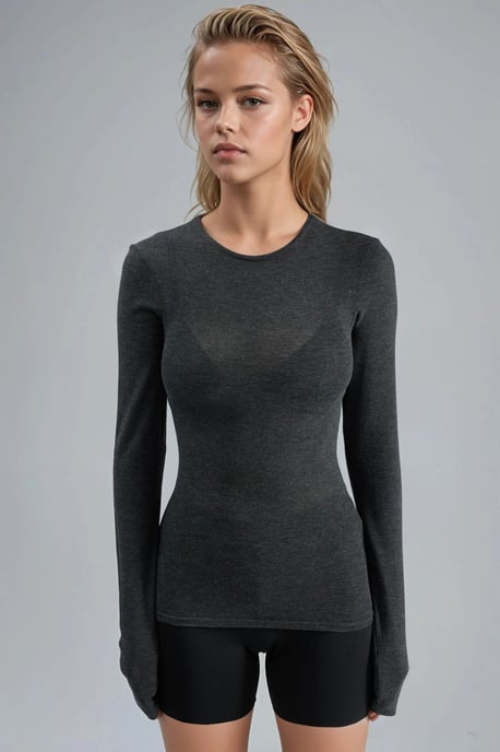 Slim Fit Långärmad Transparent Blus - Image 6
