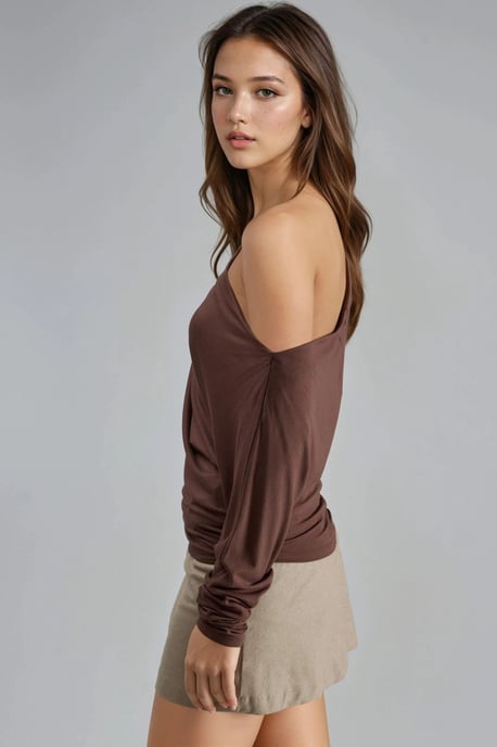 Boat Neck Drape Blouse - Image 2