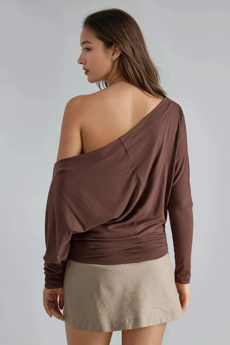 Boat Neck Drape Blouse - Image 3