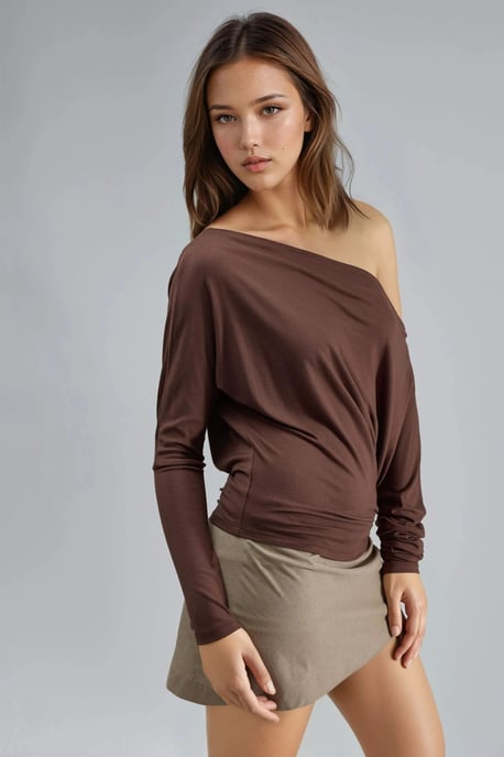 Boat Neck Drape Blouse - Image 4