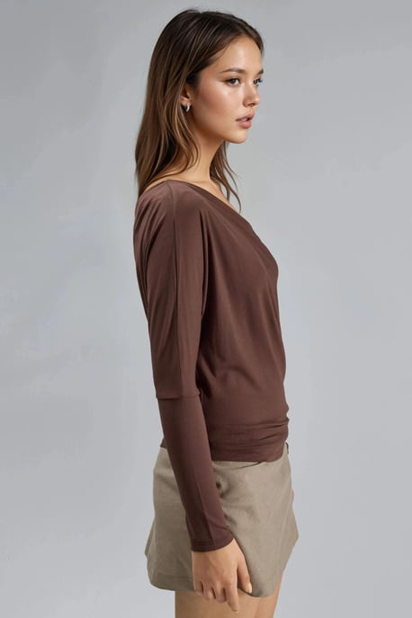 Boat Neck Drape Blouse - Image 6