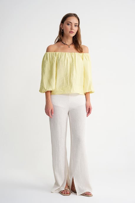 Modal Gemixte Blouse met Madonna-Kraag en Rimpeldetail - Image 2