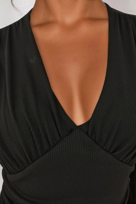 Slim Fit V-Hals Ballonmouwen Bodysuit - Image 5