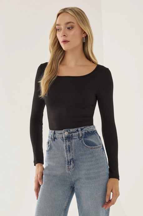 Vierkante Hals Lange Mouw Bodysuit - Image 5