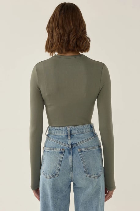 Slim Fit Lange Mouw Crew Neck Bodysuit - Image 6