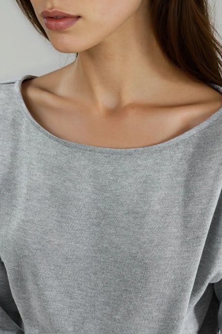 Boat Neck Long Sleeve Elastic Blouse - Image 5
