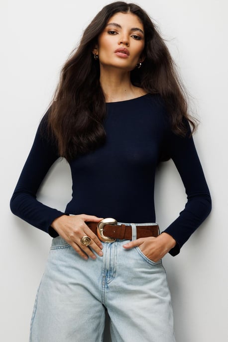Slim Fit Boothals Blouse - Image 1