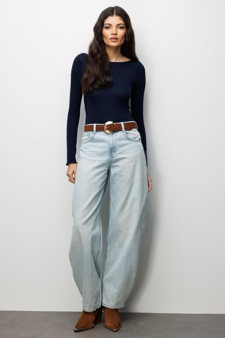 Slim Fit Boothals Blouse - Image 2