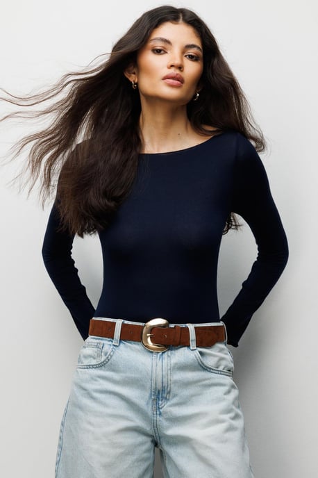Slim Fit Boothals Blouse - Image 3