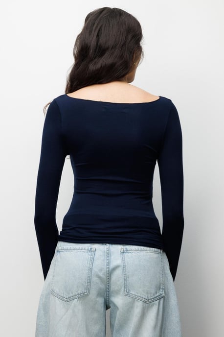 Slim Fit Boothals Blouse - Image 5