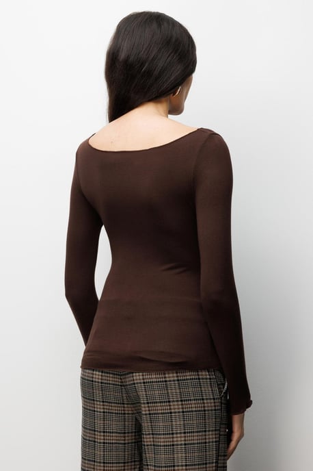 Slim Fit Boothals Blouse - Image 4