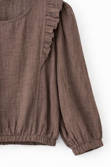 Texturerad Rynkad Crew Neck Blus - Image 2