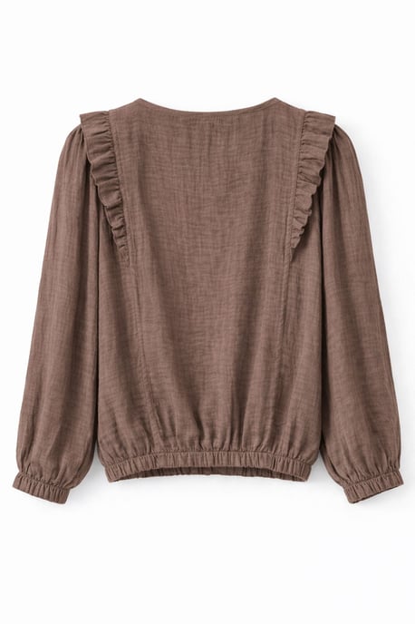 Texturerad Rynkad Crew Neck Blus - Image 3