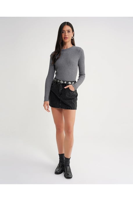 Mjuktexturerad Ribbad Fitted Top - Image 2