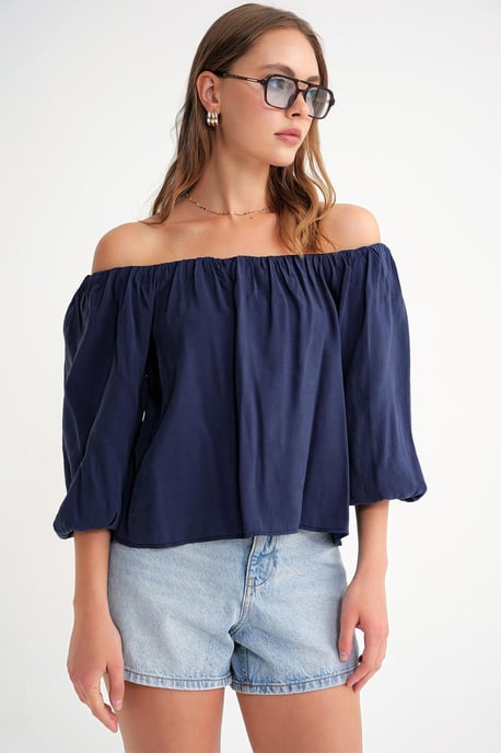 Modal Gemengde Blouse met Madonna Kraag en Rimpeldetail - Image 2