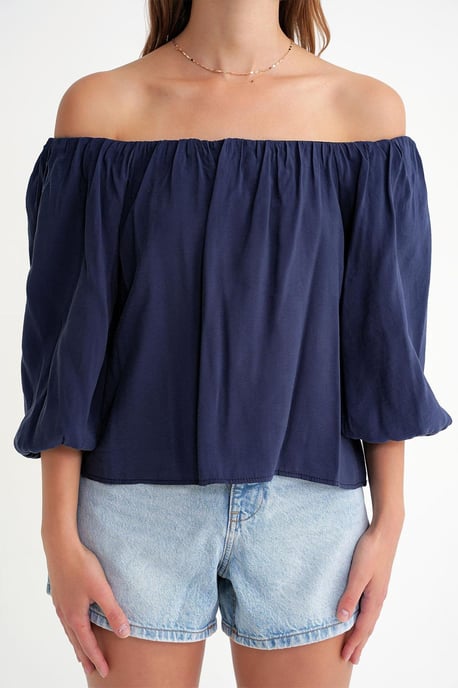 Modal Gemengde Blouse met Madonna Kraag en Rimpeldetail - Image 4
