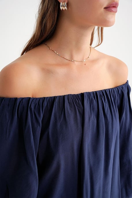 Modal Gemengde Blouse met Madonna Kraag en Rimpeldetail - Image 5