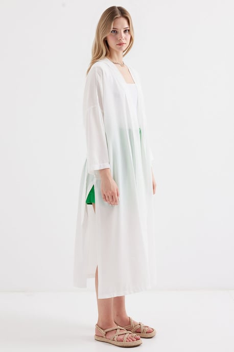 Midi Pompom Sjaalkraag Kimono - Image 3