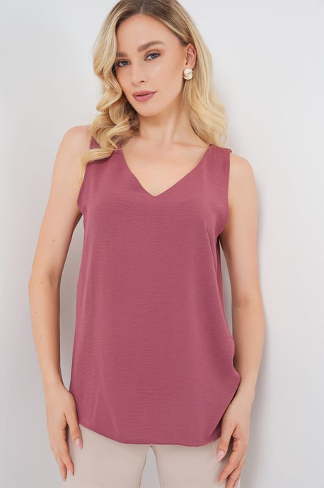 Textuur V-hals Mouwloze Blouse - Image 1